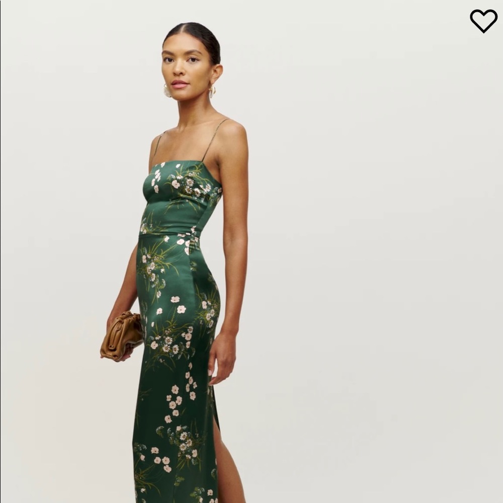 Reformation Frankie dress size 4, green. Worn once, in perfect shape .